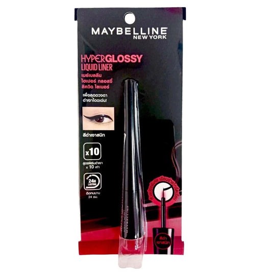 Maybelline Hyper Glossy Liquid Eyeliner Black with high-gloss finish and 24-hour wear