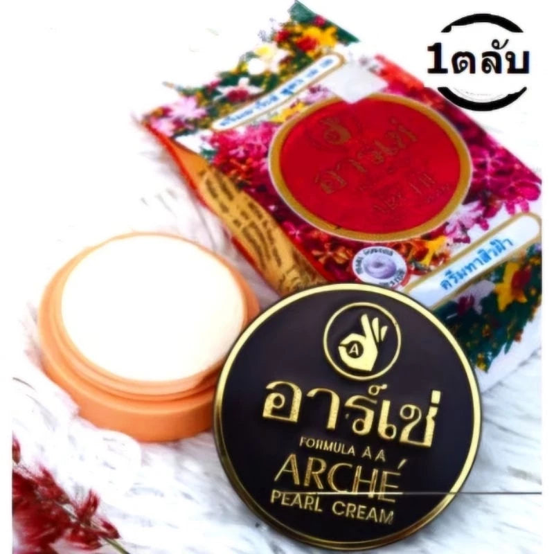  Open Arche Whitening Pearl Cream 3g showing pink cream and gold lid