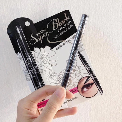 Mistine Super Black Eyeliner hand holding product close up