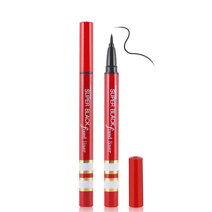 Mistine Super Black Fixed Eyeliner fine tip brush illustration showing precision line