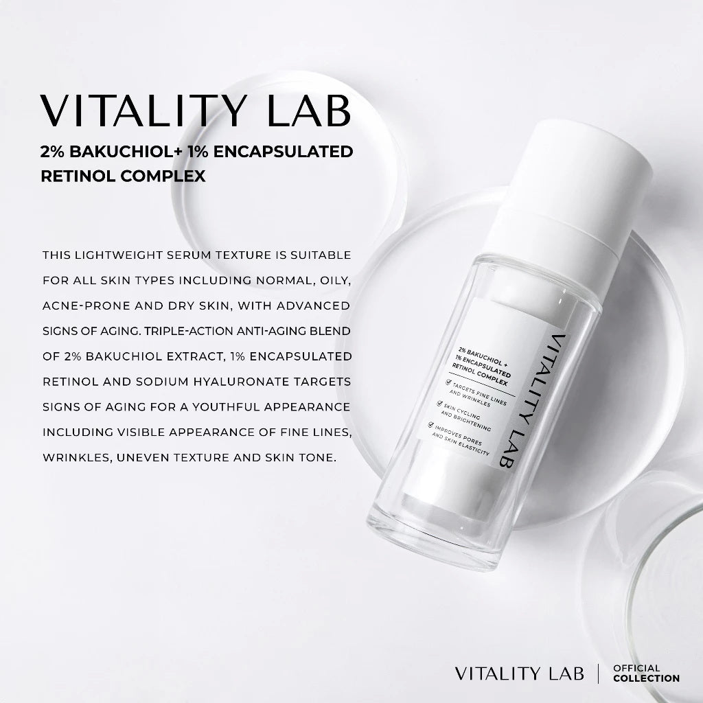 30ml VITALITY LAB Serum Bakuchiol Retinol Complex Anti Aging Firming Care