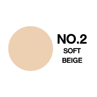 Butae Super Oil Control Powder shade No. 2 Soft Beige, round beige color swatch for medium coverage makeup.