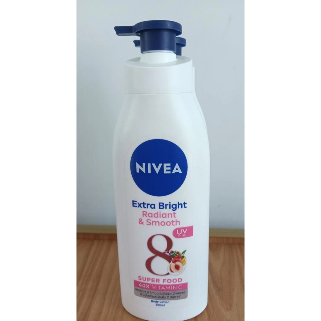 Nivea Radiant Smooth Lotion bottle front label Extra Bright Super Food