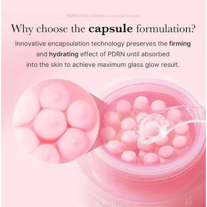 Medicube PDRN Pink Collagen Capsule Cream pink capsule technology infographic