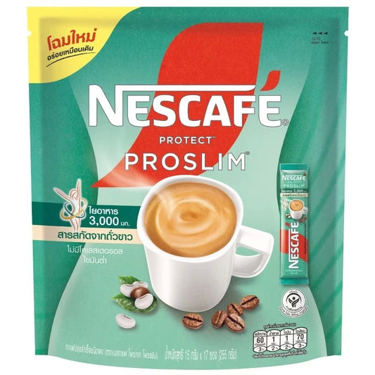 NESCAFE Protect Proslim Coffee front pack image showing instant slimming coffee mix 17 sticks