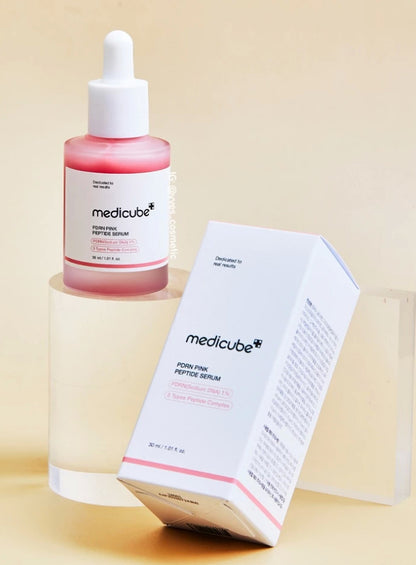 Medicube PDRN Pink Peptide Serum 30ml bottle and box flat lay display