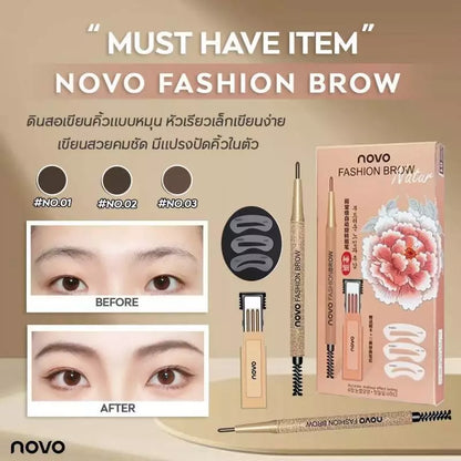 Novo Fashion Brow Pencil eyebrow shaping guide with different brow styles