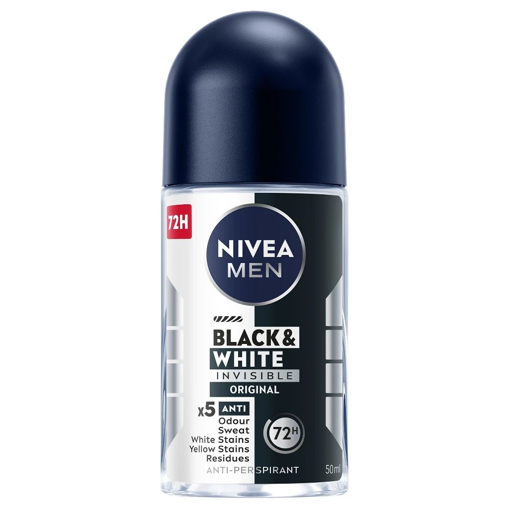 Nivea Men Black White Invisible Roll On 50ml front view packaging