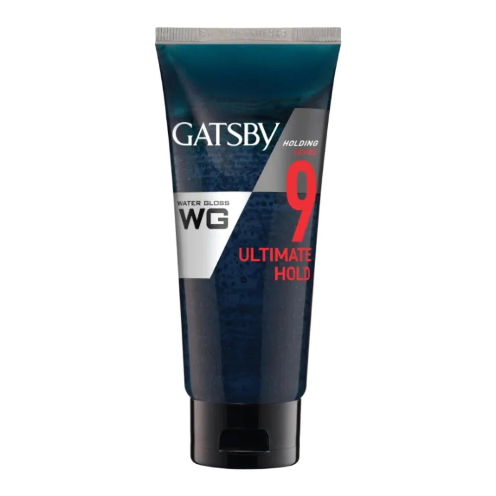 Front view of Gatsby Water Gloss Hair Gel Ultimate Hold Wet Look 100g tube