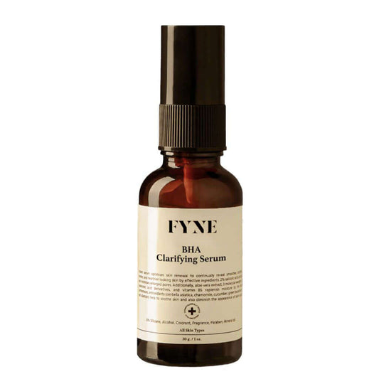 FYNE BHA Clarifying Serum bottle standing upright on a plain background