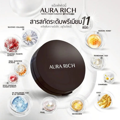 Aura Rich Powder Foundation waterproof oil control compact face powder