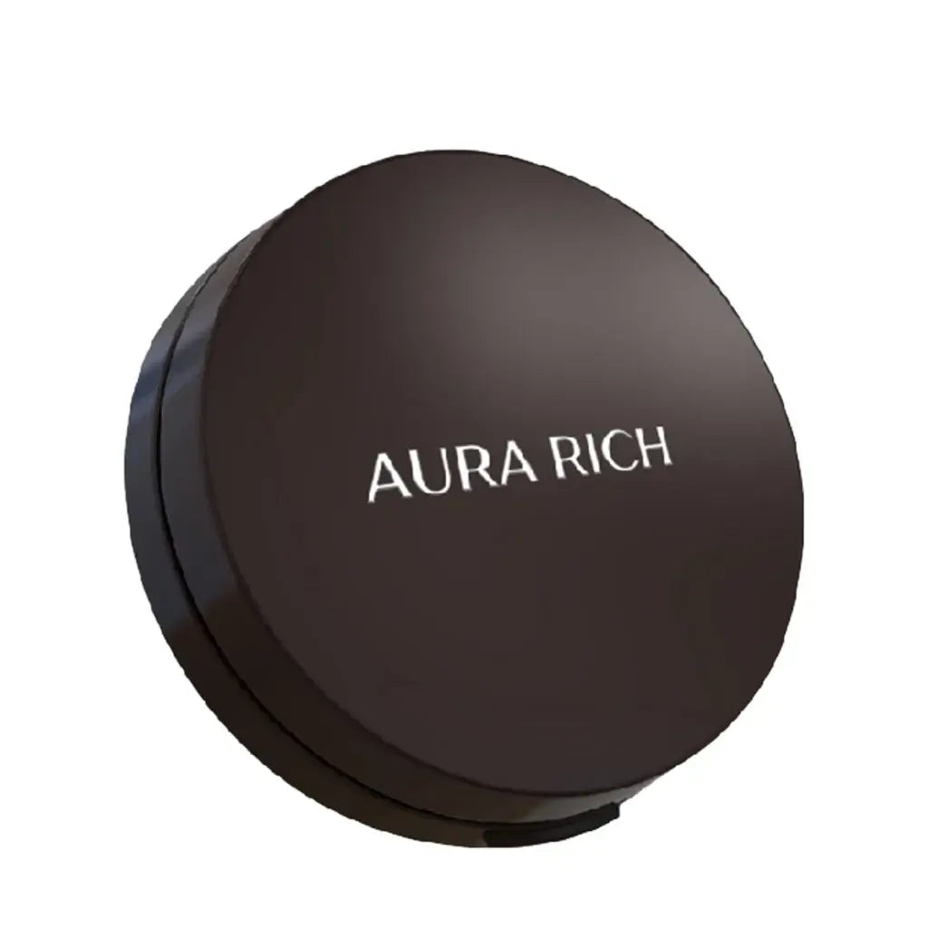 Aura Rich Powder Foundation round compact case matte black makeup powder