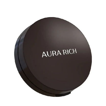 Aura Rich Powder Foundation round compact case matte black makeup powder